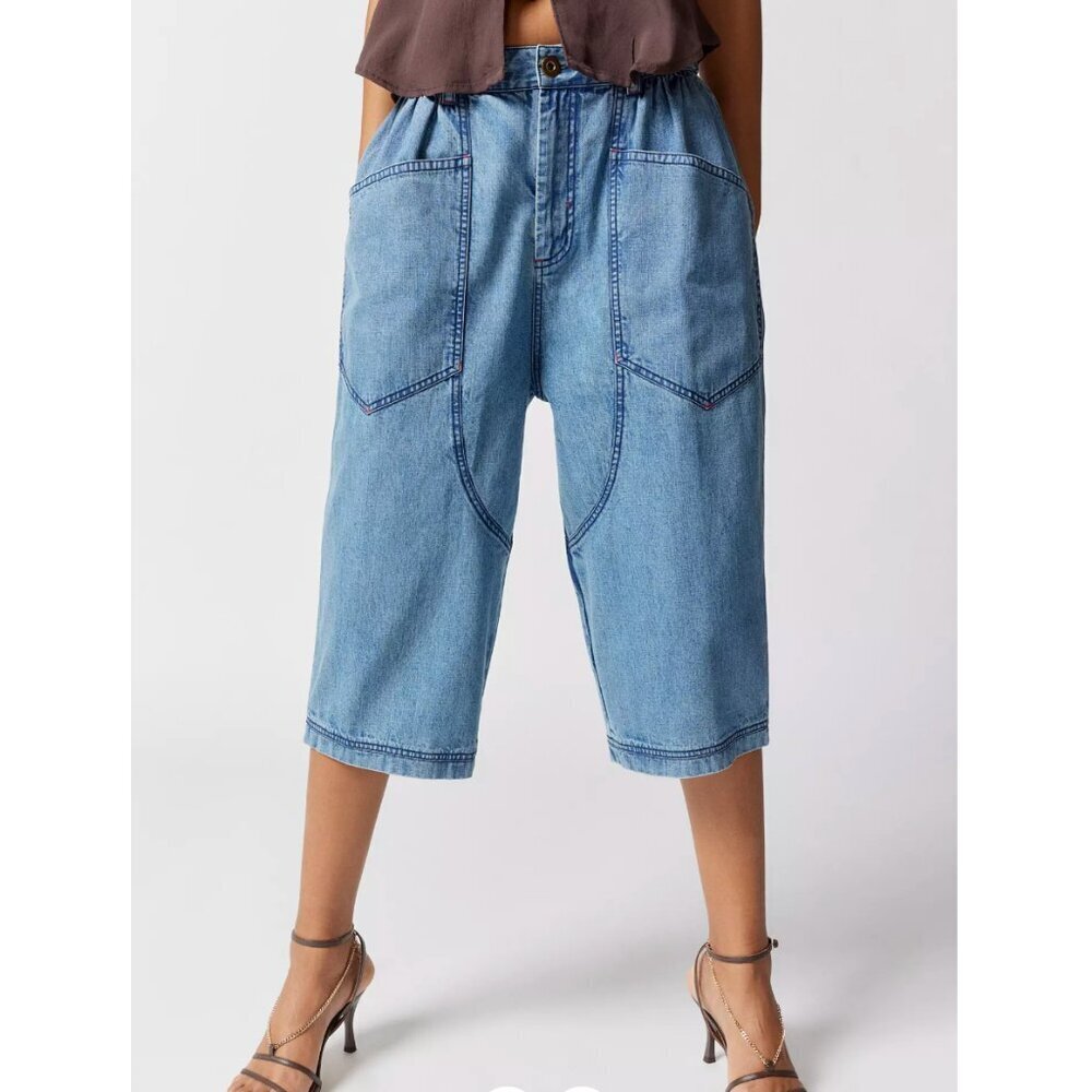 Urban Outfitters BDG Bria Baggy Culotte Y2K Jeans Low Rise Wide Leg Cropped 30